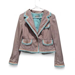 Intuitions Taupe Striped Blazer Jacket Size 8 Y2K‎